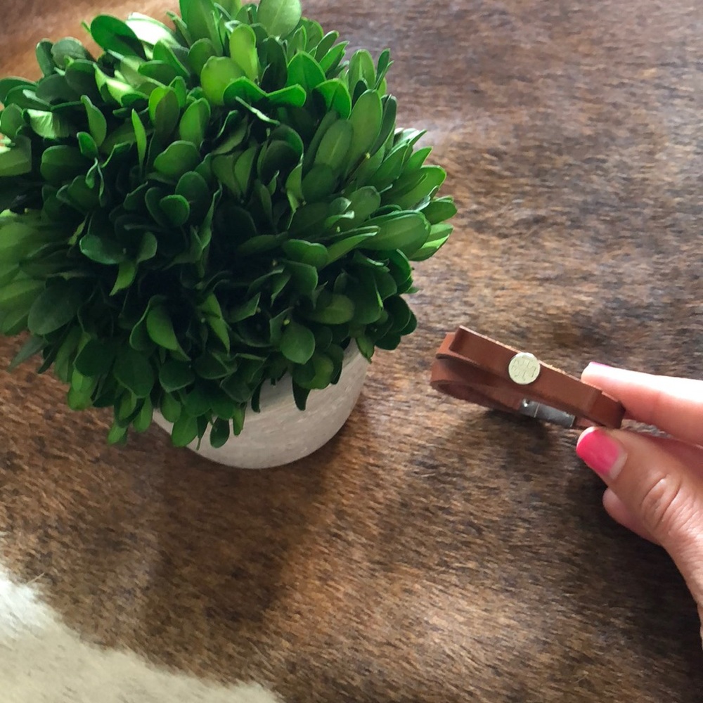 Tory Burch Brown Leather Double Wrap Bow Bracelet